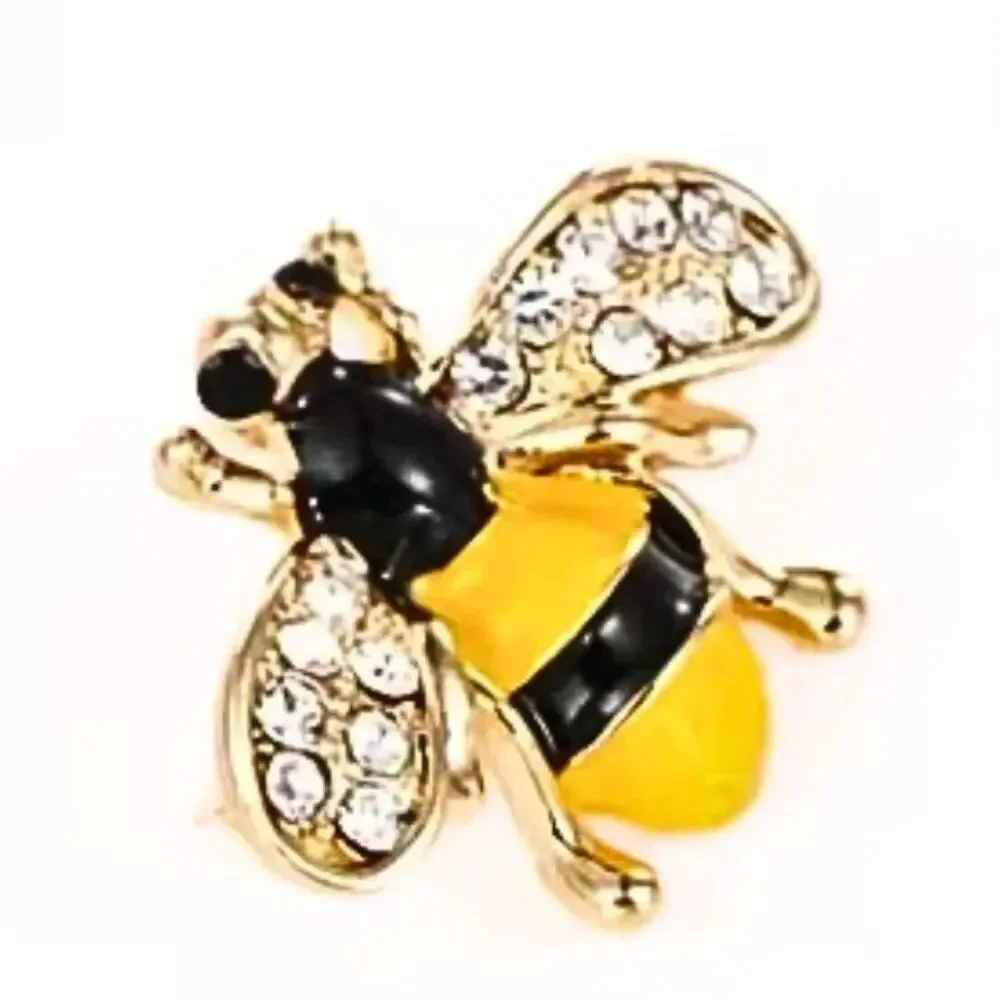 Bumble Bee Pins/Brooches 4pc Set Enamel & Rhinestones Small Brooch Whimsical